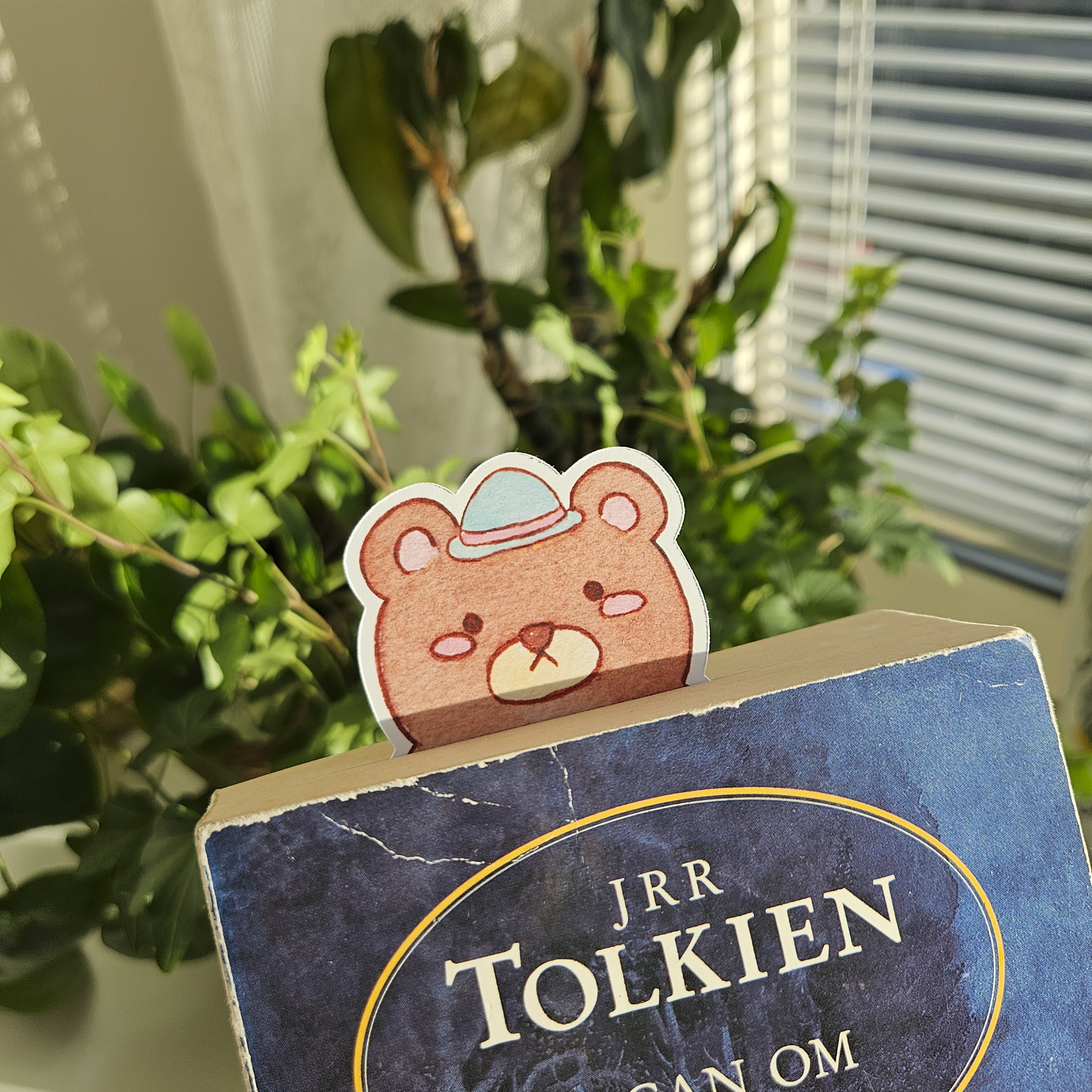 Bear bookmark. Top of bookmark sticking out.