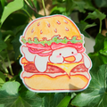 Duck inside of a hamburger sticker