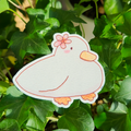 Duck with a pink flower on it's head sticker