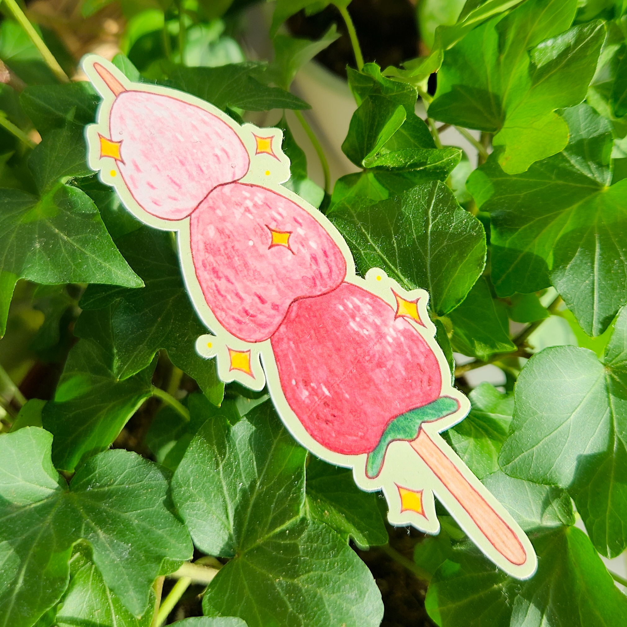 Strawberry Tanghulu on a stick Sticker